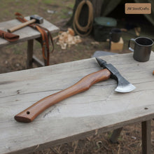 Load image into Gallery viewer, Hand-Forged Bearded Spike Poll Bushcraft Axe with Hardwood Handle