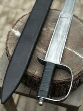 Load image into Gallery viewer, Hand-Forged Carbon Steel Long Blade with Guard | Wrapped Grip | Leather Cover Included
