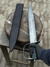Load image into Gallery viewer, Hand-Forged Carbon Steel Long Blade with Guard | Wrapped Grip | Leather Cover Included