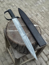 Load image into Gallery viewer, Hand-Forged Carbon Steel Long Blade with Guard | Wrapped Grip | Leather Cover Included