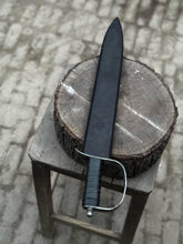 Load image into Gallery viewer, Hand-Forged Carbon Steel Long Blade with Guard | Wrapped Grip | Leather Cover Included