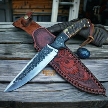 Load image into Gallery viewer, Hand Forged D2 Hunting Knife Bull Horn Handle