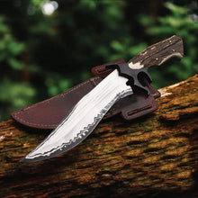 Load image into Gallery viewer, Hand Forged D2 Steel Bowie Knife with Genuine Stag Antler Handle &amp; Leather Sheath
