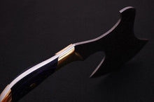 Load image into Gallery viewer, Hand-Forged Damascus Bearded Hatchet with Purple wood and brass Handle