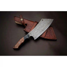 Load image into Gallery viewer, Hand-Forged Damascus Kiritsuke-Cleaver Hybrid Chef Knife — Tall Spine, Precision Tip, Full Tang