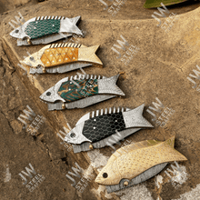 Load image into Gallery viewer, Hand Forged Damascus Steel Folding Knife – Honeycomb, Pinecone &amp; Brass Handle Variations