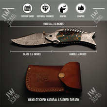 Load image into Gallery viewer, Hand Forged Damascus Steel Folding Knife – Honeycomb, Pinecone &amp; Brass Handle Variations