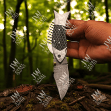 Load image into Gallery viewer, Hand Forged Damascus Steel Folding Knife – Honeycomb, Pinecone &amp; Brass Handle Variations