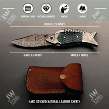 Load image into Gallery viewer, Hand Forged Damascus Steel Folding Knife – Honeycomb, Pinecone &amp; Brass Handle Variations