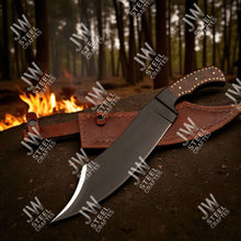 Load image into Gallery viewer, Hand Forged High Carbon Steel Persian-Style Bowie Knife, Upswept Trailing Point Blade, Pakka Wood Handle, JW SteelCrafts