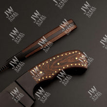 Load image into Gallery viewer, Hand Forged High Carbon Steel Persian-Style Bowie Knife, Upswept Trailing Point Blade, Pakka Wood Handle, JW SteelCrafts