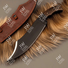 Load image into Gallery viewer, Hand Forged High Carbon Steel Persian-Style Bowie Knife, Upswept Trailing Point Blade, Pakka Wood Handle, JW SteelCrafts