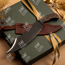 Load image into Gallery viewer, Hand Forged High Carbon Steel Persian-Style Bowie Knife, Upswept Trailing Point Blade, Pakka Wood Handle, JW SteelCrafts