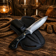 Load image into Gallery viewer, Hunting Knife Hand Forged Steel Blade with Leather Sheath