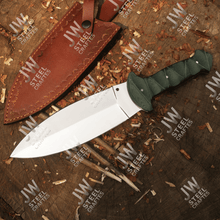 Load image into Gallery viewer, Hand-Forged J2 Stainless Steel Outdoor Utility Knife – Micarta Handle, Leather Sheath