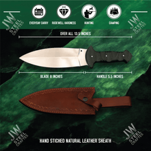 Load image into Gallery viewer, Hand-Forged J2 Stainless Steel Outdoor Utility Knife – Micarta Handle, Leather Sheath