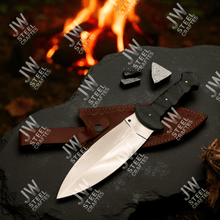 Load image into Gallery viewer, Hand-Forged J2 Stainless Steel Outdoor Utility Knife – Micarta Handle, Leather Sheath