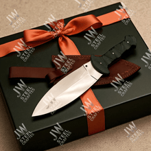 Load image into Gallery viewer, Hand-Forged J2 Stainless Steel Outdoor Utility Knife – Micarta Handle, Leather Sheath