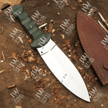 Load image into Gallery viewer, Hand-Forged J2 Stainless Steel Outdoor Utility Knife – Micarta Handle, Leather Sheath