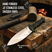 Load image into Gallery viewer, Hand-Forged J2 Stainless Steel Outdoor Utility Knife – Micarta Handle, Leather Sheath