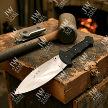 Load image into Gallery viewer, Hand-Forged J2 Stainless Steel Outdoor Utility Knife – Micarta Handle, Leather Sheath