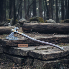 Load image into Gallery viewer, Hand-Forged Viking Double-Bit Fantasy Display Axe with Engraved Head