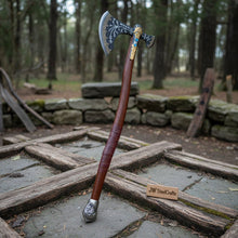 Load image into Gallery viewer, Hand-Forged Viking Double-Bit Fantasy Display Axe with Engraved Head