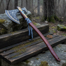 Load image into Gallery viewer, Hand-Forged Viking Double-Bit Fantasy Display Axe with Engraved Head