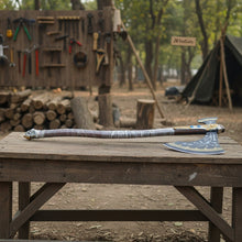 Load image into Gallery viewer, Hand-Forged Viking Double-Bit Fantasy Display Axe with Engraved Head