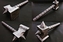 Load image into Gallery viewer, Hand made damascus steel viking hammer