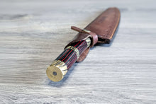 Load image into Gallery viewer, Handcrafted 8” Japanese-Style Gyuto Chef Knife — Acid-Etched Blade, Rosewood Handle with Brass