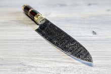 Load image into Gallery viewer, Handcrafted 8” Japanese-Style Gyuto Chef Knife — Acid-Etched Blade, Rosewood Handle with Brass