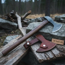 Load image into Gallery viewer, Custom Handmade Damascus Steel Burl Wood Axe Hatchet Tomahawk