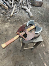 Load image into Gallery viewer, Handcrafted Double-Head Decorative Axe with Wooden Handle – JW SteelCrafts