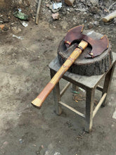 Load image into Gallery viewer, Handcrafted Double-Head Decorative Axe with Wooden Handle – JW SteelCrafts