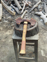 Load image into Gallery viewer, Handcrafted Double-Head Decorative Axe with Wooden Handle – JW SteelCrafts