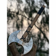 Load image into Gallery viewer, Handcrafted Double-Headed Viking Style Axe – Decorative Collector’s Piece | Two Variations | JW SteelCrafts