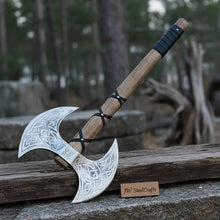 Load image into Gallery viewer, Handcrafted Double-Headed Viking Style Axe – Decorative Collector’s Piece | Two Variations | JW SteelCrafts