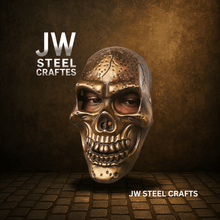 Load image into Gallery viewer, Handcrafted Metallic Skull Mask – Copper, Antique Gold &amp; Chrome Finish Variations