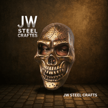 Load image into Gallery viewer, Handcrafted Metal Skull Mask: Choose Copper, Chrome or Antique Finish
