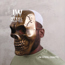 Load image into Gallery viewer, Handcrafted Metallic Skull Mask – Copper, Antique Gold &amp; Chrome Finish Variations