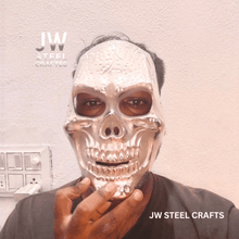 Load image into Gallery viewer, Handcrafted Metal Skull Mask: Choose Copper, Chrome or Antique Finish