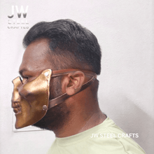 Load image into Gallery viewer, Handmade Metallic Half Face Mask | Golden Cast Art Mask for Display