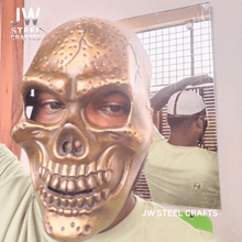 Load image into Gallery viewer, Handcrafted Metallic Skull Mask – Copper, Antique Gold &amp; Chrome Finish Variations