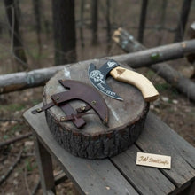 Load image into Gallery viewer, Product: Viking Style Engraved Bearded Axe – Oak Wood Handle