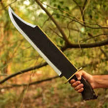Load image into Gallery viewer, Handmade 1095 Carbon Steel Bowie Knife with Antler Handle &amp; Leather Sheath