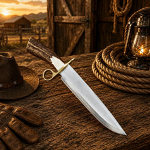 Load image into Gallery viewer, Handmade Bowie Knife D2 Steel Real Stag Antler Handle