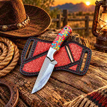 Load image into Gallery viewer, Custom Handmade Horse Rasp Stainless Steel 4-Inch Western Cowboy Skinner with Stone Handle &amp; Leather Sheath