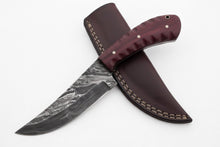 Load image into Gallery viewer, Damascus Trailing Point Skinner Knife with Red Wood Handle – 9 Inch Overall