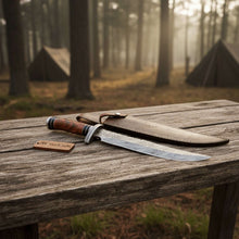 Load image into Gallery viewer, Handmade Clip Point Bowie Knife Damascus Steel Blade Custom Fixed Blade Knife JW SteelCrafts